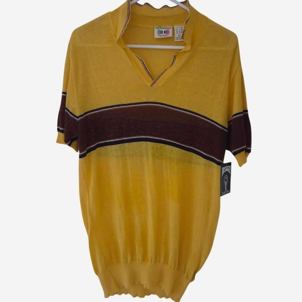 Vintage by Bellini Striped Knit Polo Shirt XL
